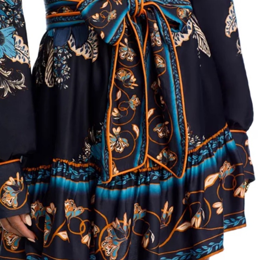 FARM Rio Navy Blue Teal and Orange Floral Mini Dress - Picture 7 of 7